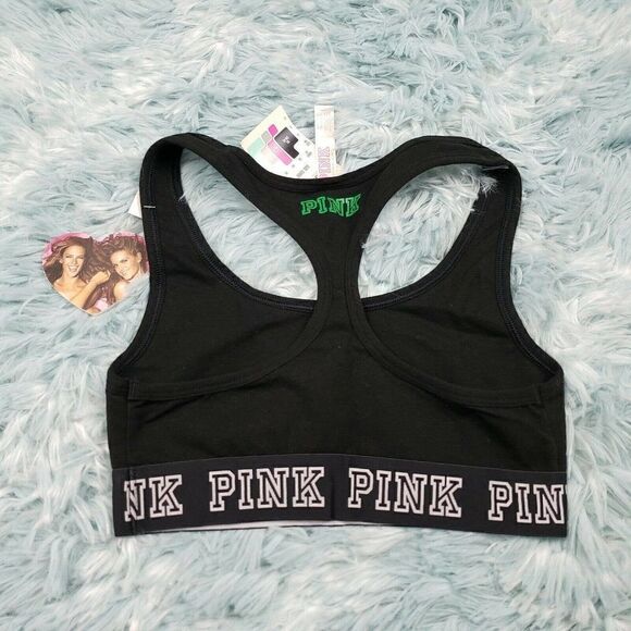 Victoria's Secret PINK Logo Cotton Bra Top St Patricks Shamrock XS - Picture 2 of 4